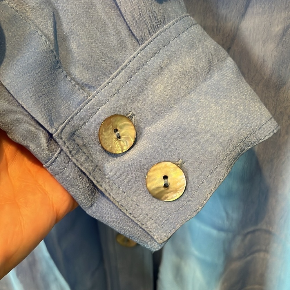 Rickie Freeman  Teri Jon Neiman Marcus long button down blue cover/shirtdress 14 - Picture 8 of 13